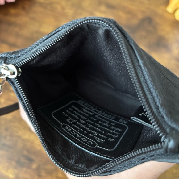 Coach Signature Legacy Black Wristlet  with Metallic Silver Stripe - Picture 9 of 9
